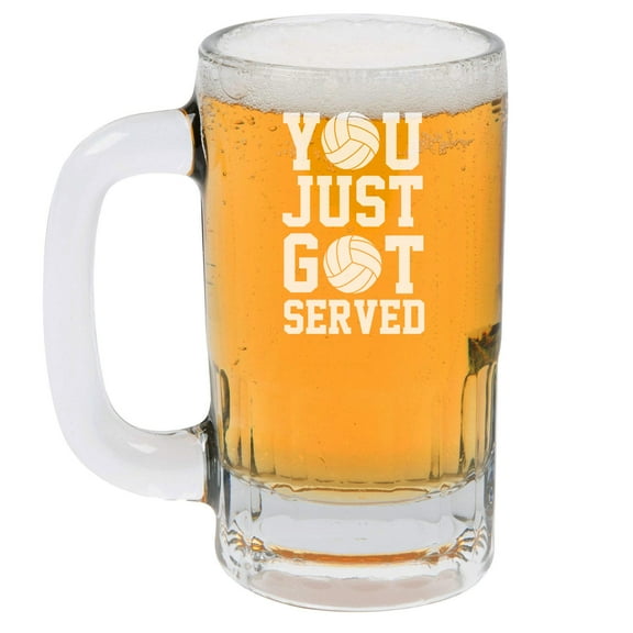 12oz Beer Mug Stein Glass You Just Got Served Volleyball