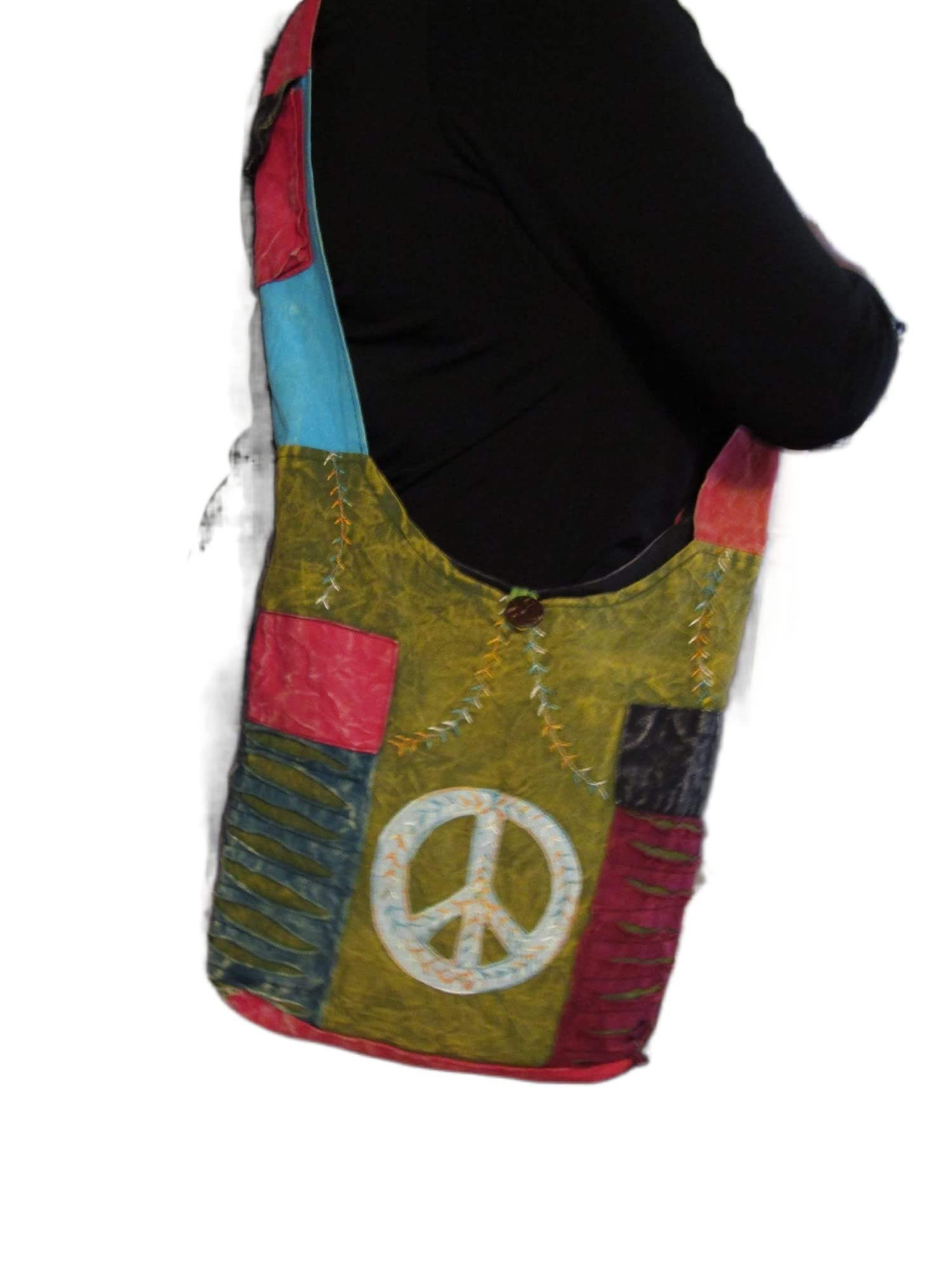 JUPA Place Patchwork Shoulder Crossbody Hippie Bag - Colorful Cotton Messenger Sling Bohemian Boho Bag - Shoulder Beach Bag Bohemian Purse