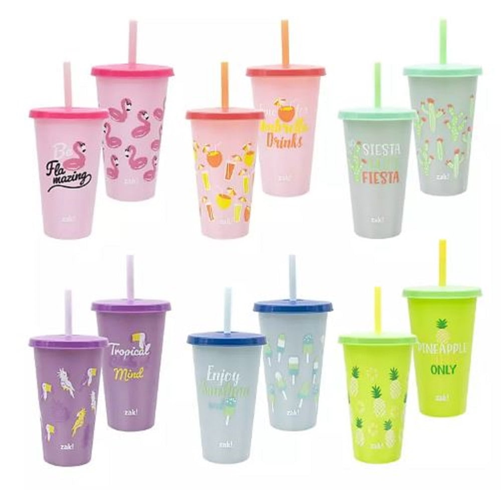 3ct FULL SET Target 13 oz Zak Summer Cup Tumblers with Straws for