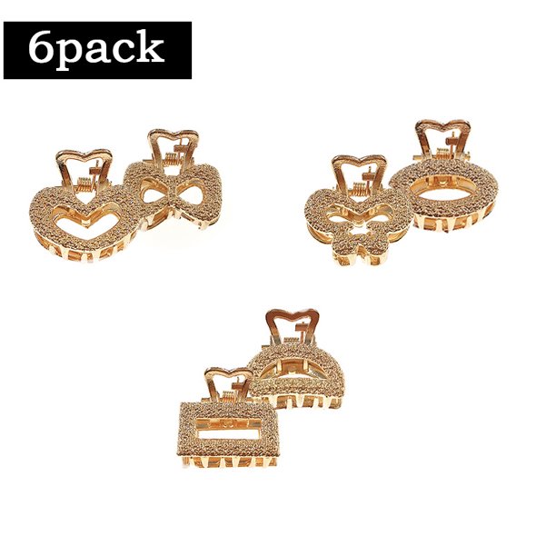 Pinzas para el cabello doradas, mini pinzas antideslizantes, accesorios para el cabello, regalo de fiesta diario para mujeres y niñas (6 piezas)