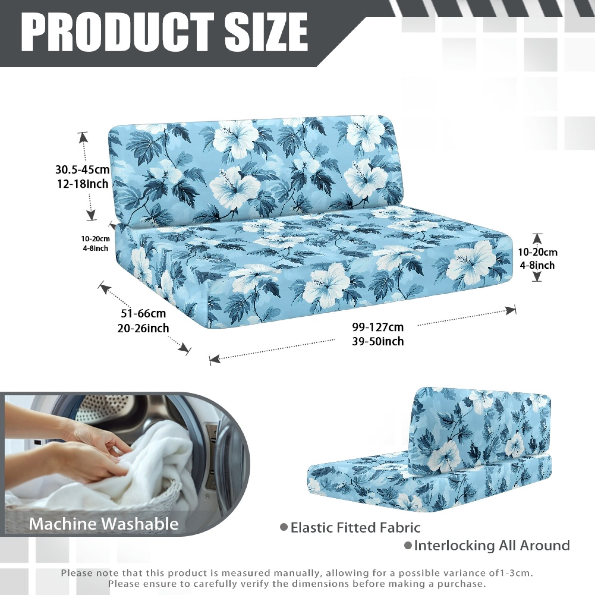 Yuyamidu Blue Hibiscus RV Dinette Cushion Covers Set Comfortable Dinette Couch Protector for RV Camper Cushion Covers Fashion Seat Sofa Chair Cover RV Accessory