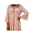 thumbnail image 1 of Innerwin Mini Robes Col en V Femmes Robe Courte Fête Longue Ample Été Plage Robe d'Été Abricot m, 1 of 2