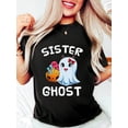 thumbnail image 1 of Halloween T-shirt 100% Cotton Sister Ghost Family Matching Costumes Outfit Gift T-Shirt Women's Tee Causal Breathable Classic Comfort Tops, 1 of 6