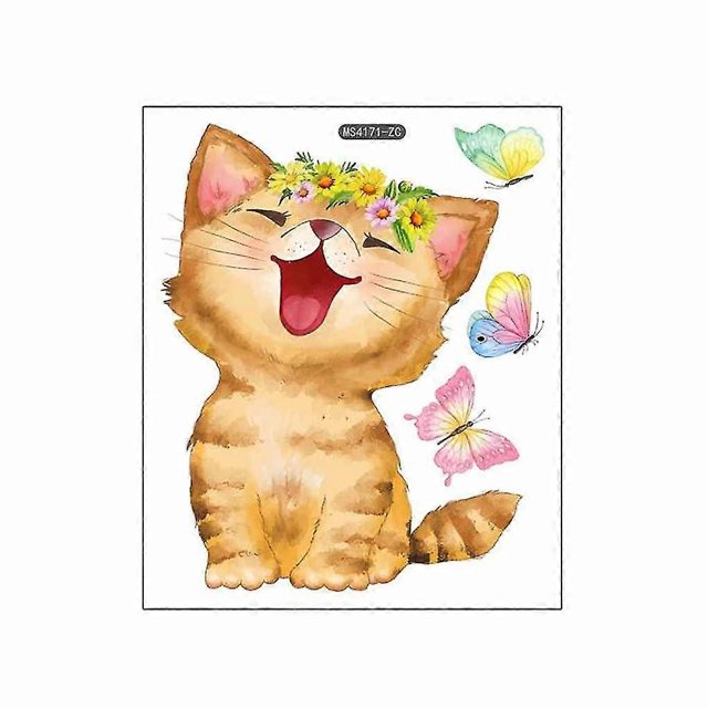 Adhesivo de pared con forma de gato para decorar la habitación, diseño de escena, autoadhesivo
