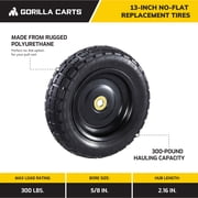 Gorilla Carts Replacement Tires - No-Flat - 2 Pack, 13-Inch