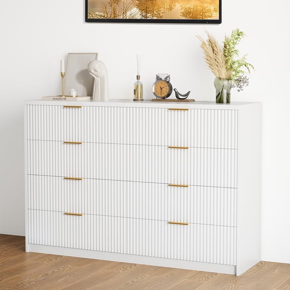 Yeshouse 8/9 Drawer Dresser for Bedroom, Fluted Dresser with Smooth Slides, Modern Chest of Drawers with Golden Handles for Bedroom, Living Room