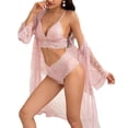 thumbnail image 1 of DPTALR Ladies Transparent Three-piece Lace Underwear Uniform Mesh Tulle Suspender Bathrobe Comfortable Nightgown, 1 of 3