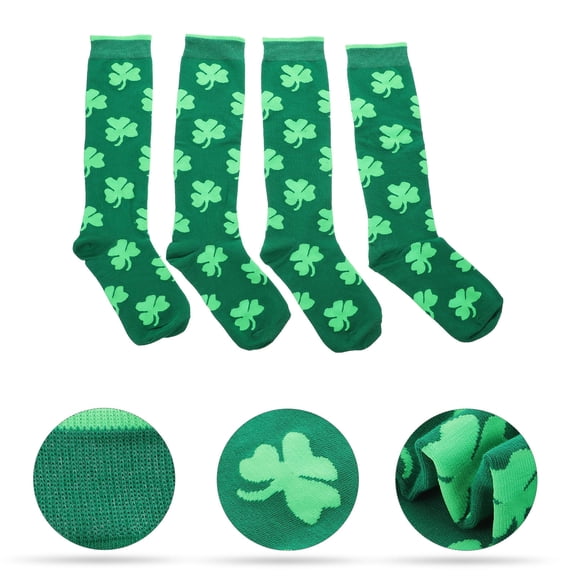 BESTOYARD Cotton Socks Green Breathable for Adult St Patrick's Day 2Pairs