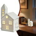 thumbnail image 2 of White Ceramic Christmas Village Houses, Farmhouse Christmas Decor Glowing Lighted Holiday Decorations For Indoor Tabletop, Farmhouse Country Style Christmas Home Decor Christmas Table Decor, 2 of 9