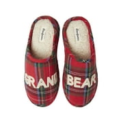 Dearfoams Unisex Grand Bear Plaid Clog Slippers