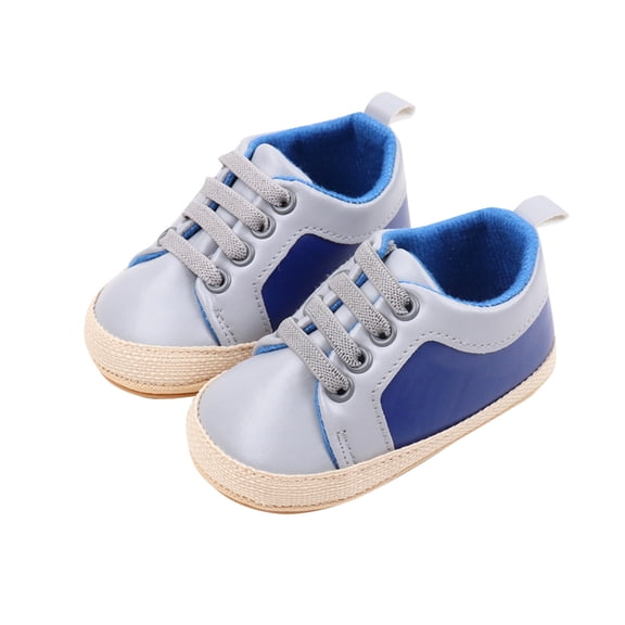 AJTQTH Walking Shoes for Kids Toddler Colorblocked Lace-Up Shoes Flat Slip Resistant Sneakers Baby Summer Casual Lightweight Comfortable Fit Girls Boys Shoes Blue 3 Months