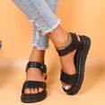 thumbnail image 3 of Rokment Platform Sandals for Women 2026 Summer Beach Leather Open Toe Wedge Flat Ankle Strap Casual Sandals Comfortable Walking Work Dress Shoes Black Size 6.5, 3 of 6