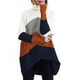 thumbnail image 1 of FOCUSNORM Women Solid/Contrast Color Sweater Bat Sleeve Irregular Hem Pullover, 1 of 5
