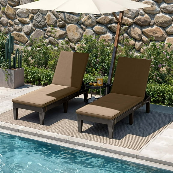 Dextrus 2 Pcs Adjustable Outdoor Chaise Lounge Chairs Set for Comfortable Relaxation, Sturdy Loungers for Patio Poolside, Easy Assembly