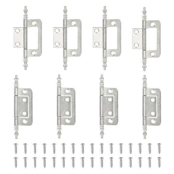 Uxcell Non-Mortise Door Hinges, Heavy Duty Steel Flush Cabinet Hinges with Screws Silver