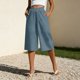 thumbnail image 4 of Pantalones de Pierna Recta de Lino para Mujeres Verano Suelto Color Sólido Cintura Elástica con Bolsillos Pantalones de Pierna Recta Casual, 4 of 6