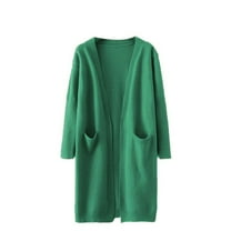 SWSMCLT Women's Long Sleeve Cardigan Sweater Winter Midi Oversized Thick Coat Top Cardigan Knit Warm Fall Spring Soft Green Medium