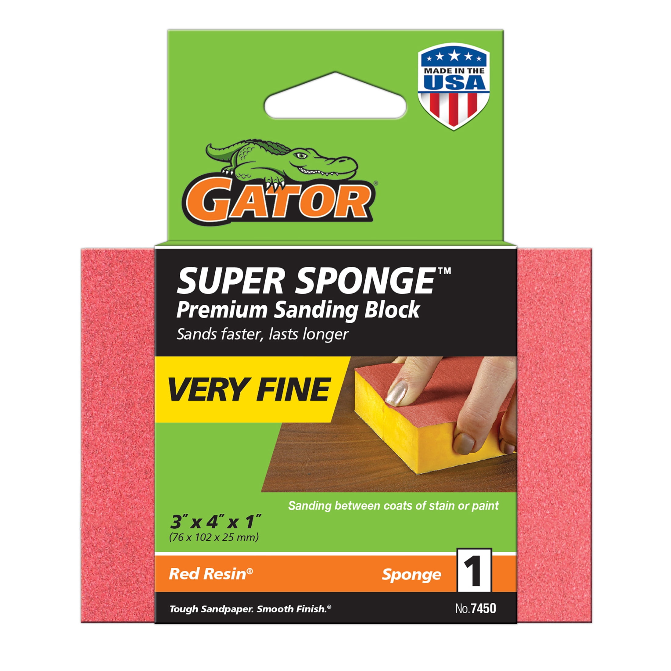 (2 pack) Gator 7450 3 in x 4 in x 1 in Very Fine 220 Grit Premium Sanding Block