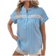 thumbnail image 2 of mfyjkho Tops Casuales Para Mujer, Blusa Informal Holgada De Encaje Con Patchwork Y Botones A Rayas, Cuello Redondo Y Manga Corta Para Mujer Tops Para Salir Xl, 2 of 8