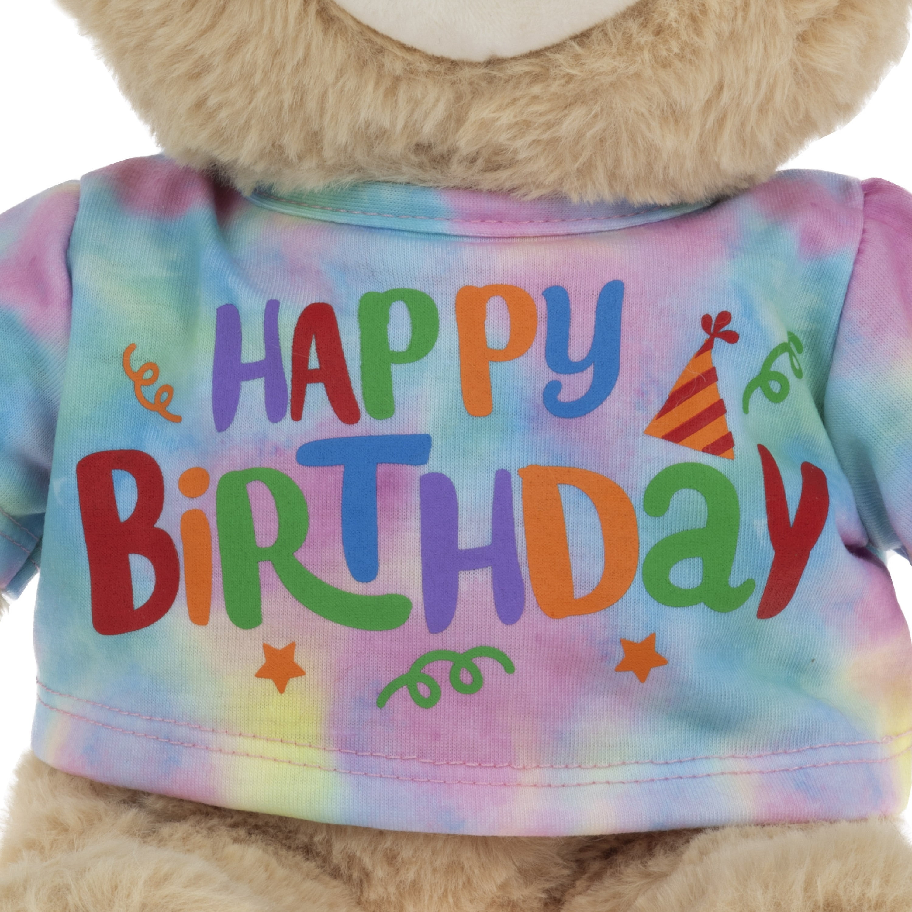 Way to Celebrate Tie-Dye T-Shirt Stuffed Plush 13 inch Bear, Happy Birthday, Child Ages 3 and up