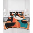 thumbnail image 3 of Color Block King Size Down Alternative Comforter, Lightweight Comforter Quilt Bedding Set with Pillow Shams Orange Teal Black Contemporary Abstract All Seasons Bed Comforter Duvet Insert 96"x106", 3 of 7