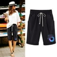 thumbnail image 2 of Pntutb Womens Shorts Clearance,Women's Plus Size Summer Print Five Points Cotton Linen Pants Casual Pants Rollback, 2 of 6