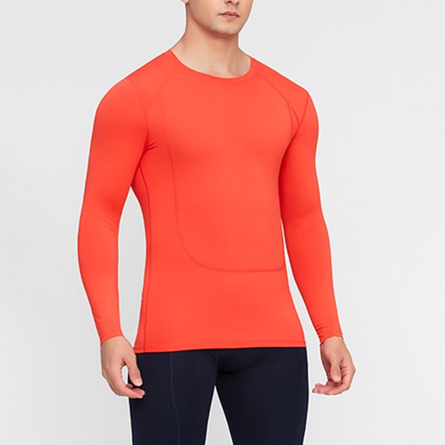 ylioge T-Shirts de Course pour Hommes à Manches Longues à Séchage Rapide T-Shirts Extensibles Coupe Ajustée Chandail à Col Rond Compression Gym Athlétique Entraînement T-Shirts Hauts