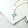 thumbnail image 5 of Gem Stone King 18K Yellow Gold Plated Silver Blue Apatite Cross Pendant Necklace for Women (2.62 Cttw, Gemstone, Oval 6X4MM, With 18 inch Silver Chain), 5 of 5