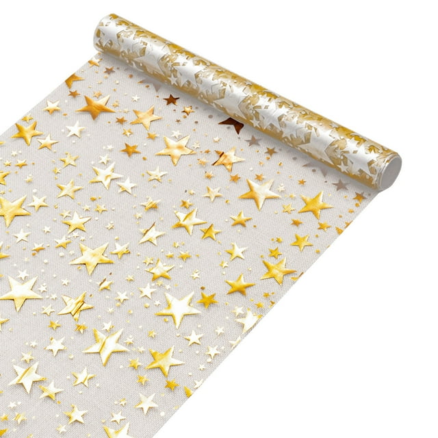 Camino De Mesa De Poliéster Camino de mesa con purpurina en forma de estrella con estampado dorado de 28 x 275 cm para cumpleaños, Navidad, Halloween, cena o fiesta, decoración de una sola pieza Rkxzt