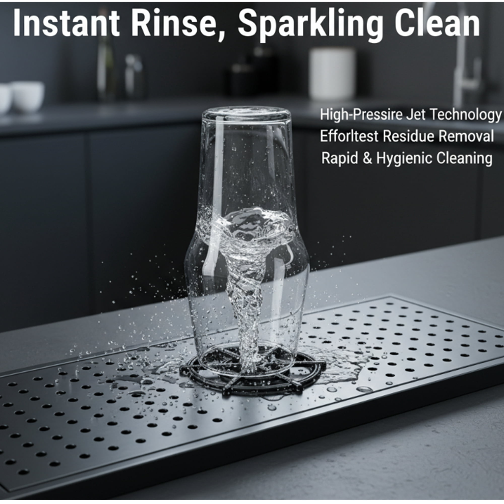 Gunmetal Black Stainless Steel Automatic Cup Rinser, Instant Glass Washer for Sink - For Coffee Mugs, Beer Glasses & Baby Bottles in Home, Cafe, Bar & Restaurant