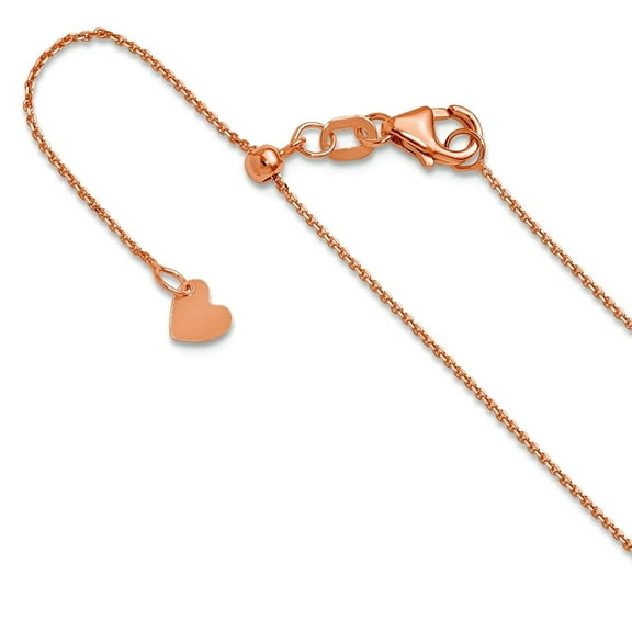 14k Rose Gold Adjustable 1mm Sparkle-Cut Cable Chain Necklace 22 Inch Chain Necklace for Women and Men