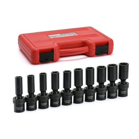 

CASOMAN 10 PCS 1/2 Drive Deep Universal Impact Socket Set Metric 10-19mm