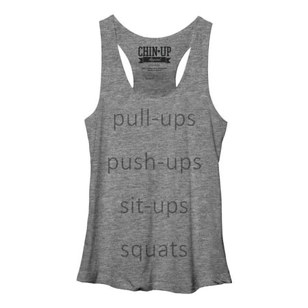 Chin Up Women's Push-Ups Sit-Ups Squats Racerback Tank (Best Pushup And Situp Workout)