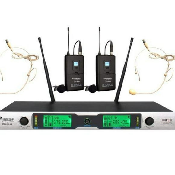 Micrófono STW-36HU2 SOUNDTRACK Inalámbrico de Mano 2 Canales Plata-Negro