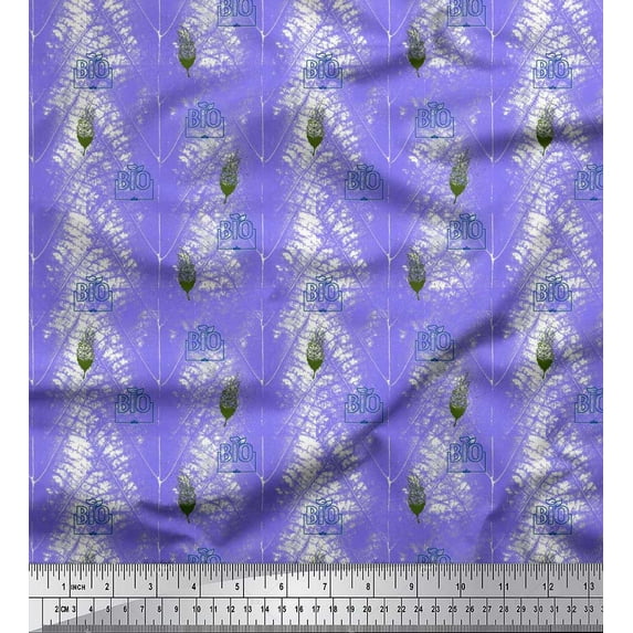Soimoi Purple Cotton Cambric Fabric Artistic Leaves Print Fabric by the Yard 42 Inch Wide