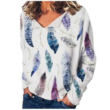 

Pianpianzi Maternity Blouses plus Size Burnout Long Sleeve Shirts Long Sleeve Loose Crop Top Ladies Fashion Printed V-neck Long Sleeve Loose Top T-shirt Blouse