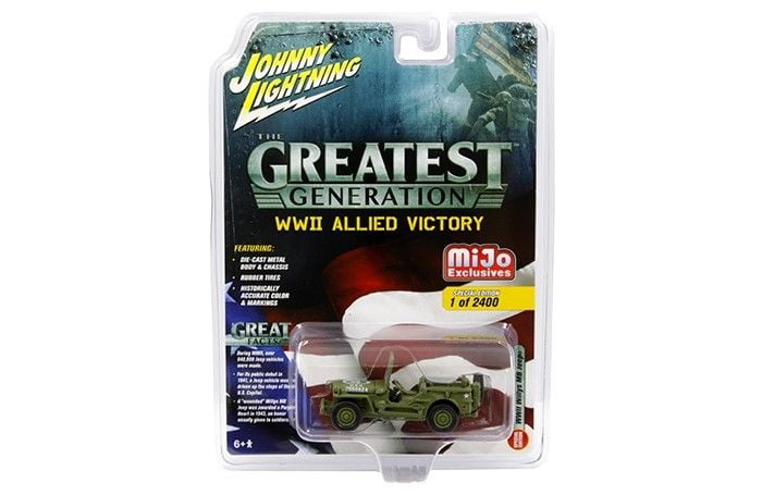 JEEP MB WILLYS MILITARY POLICE 1/64 DIECAST MODEL BY JOHNNY LIGHTNING JLCP7051 