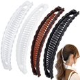 thumbnail image 1 of Mxxipp 4 pinzas para el pelo de plátano para mujer, antideslizantes, grandes, peines dobles clásicos, accesorios para el cabello grueso, fino, liso, rizado, largo, corto, marrón, negro, blanco y trans, 1 of 5