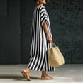 thumbnail image 5 of Jaunzuar Maxi Dresses for Women Striped Print Short Sleeve Summer Dresses Casual Everyday Wear Flowy Dresses with Pockets, S-2XL, 5 of 7