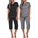 thumbnail image 3 of Ekouaer 2 Pack Women's Sleepwear Capri Pajama Sets Short Sleeve Two-Piece Pjs V Neck Tops & Capri Pants with Pockets S-3XL, 3 of 5