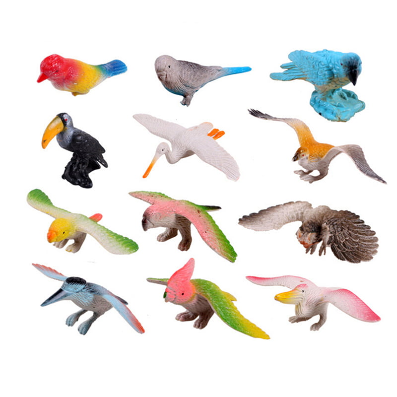 12X/Set Birds Figures Toys Set Children Kid Animal Model Toy Kit Hard Plastic NS 