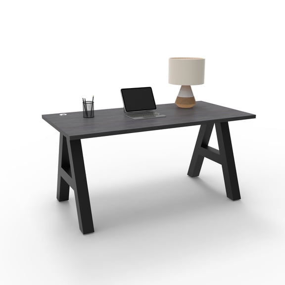 Serenity A-Frame Writing Office Desk for Home  and Office, 60"x30" with Charcoal Pattern Desk Top, Black Frame