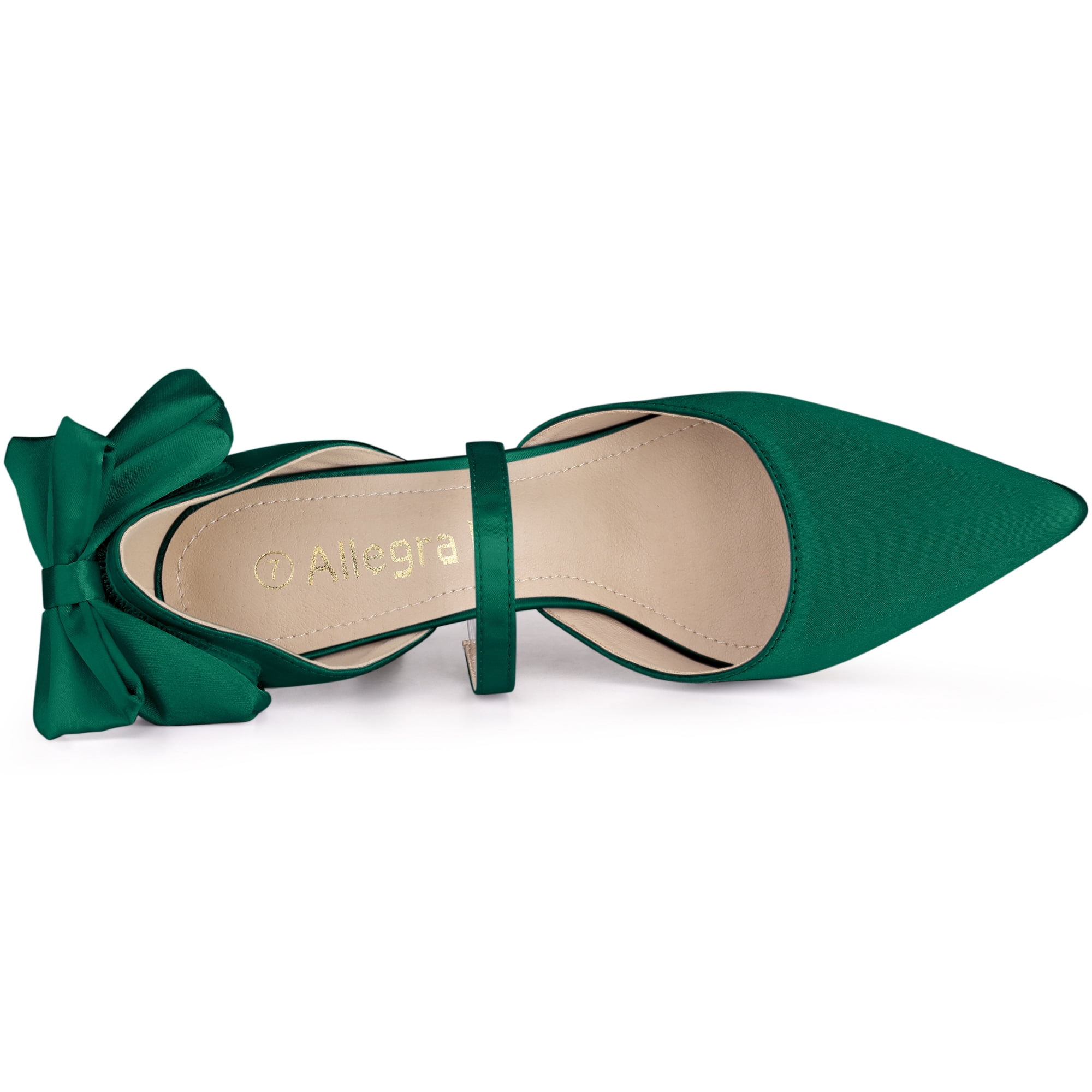 DARING DIVA Women's Pointed Toe Bow Satin Stiletto Heels Pumps Dark Green 8