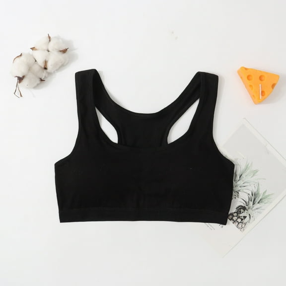ATOGUTA Teen Girls Bra Size 7-11 Seamless Racerback Training Bras for Girls Removeable Pads Black