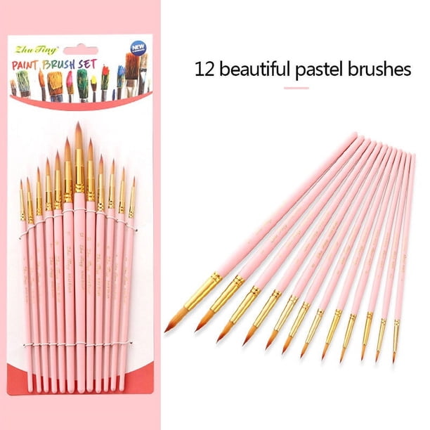 Fiudx Ofertas de la semana Kit de 12 pinceles de nailon para pintar, acrílicos, óleos y acuarelas