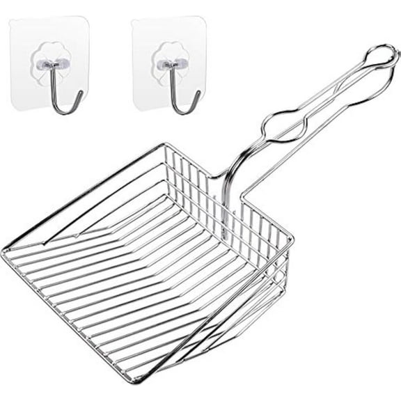 All Metal Litter Scoop, Solid Metal Sifter, Cat Litter Scoop Metal Jumbo, Cat Urine Scoop, Litter Scooper with Holder, Litter Scooper Holder, Jumbo Cat Litter Scoop Sifter Scooper Holder