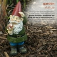 thumbnail image 5 of Alpine Corporation 12" Gnome Holding a Mushroom Garden Statue, 5 of 12