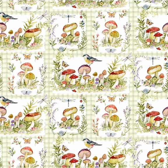 Springs Creative Susan Winget Intriguing Mushrooms Patch Cotton Fabric By the Yard