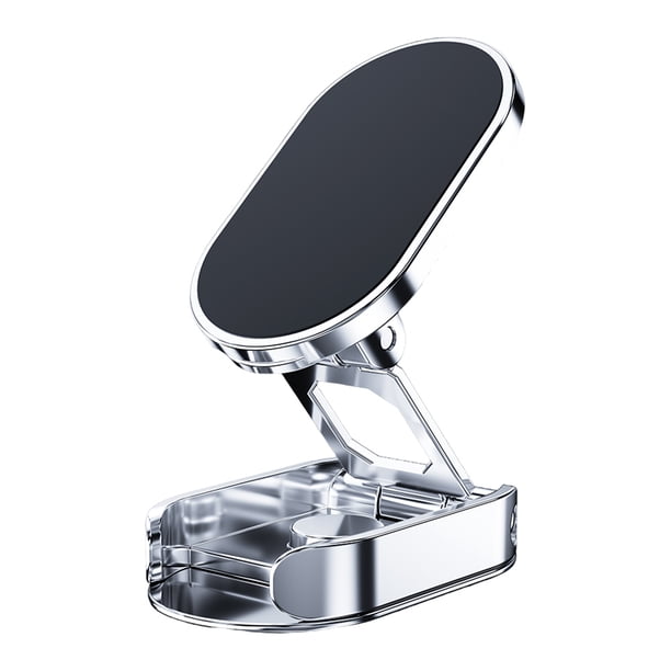Soporte de teléfono de automóvil magnético Soporte GPS plegable rotativo para el tablero de plata