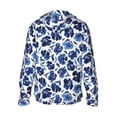 thumbnail image 3 of Fotbe Blue Ink Flowers Men's Women's UPF 50+ Sun Protection Jacket Hooded Cooling Shirt with Pockets Hiking Outdoor Performance-Medium, 3 of 9